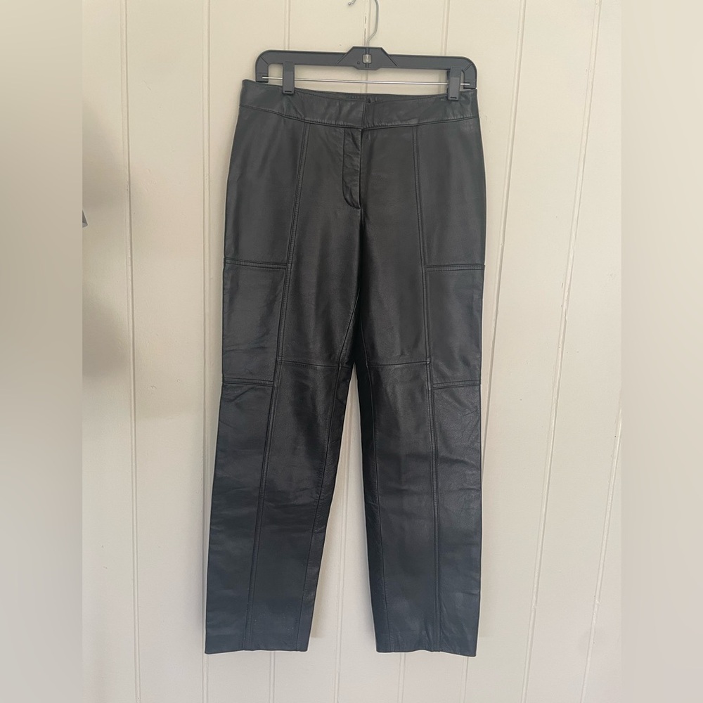 Danier Black Leather Straight-Leg Pants size 4